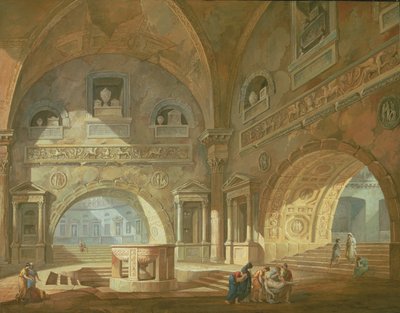 Interior of a Mausoleum by Charles Louis Clerisseau